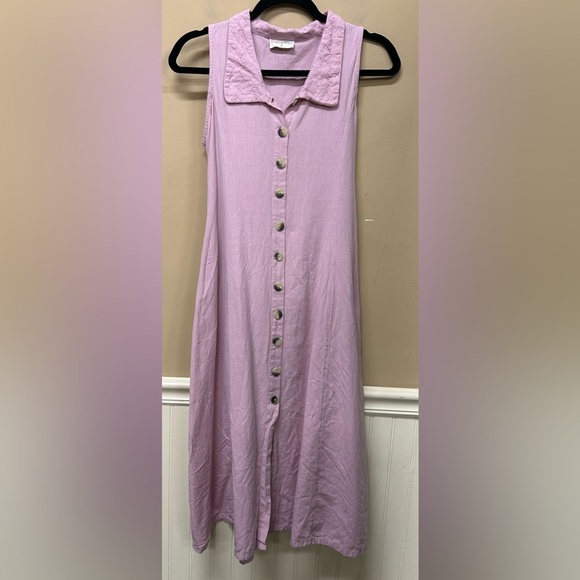 Bombay Paisley Pink Button Front Sleeveless Dress Medium Cottagecore Prairie - Picture 1 of 6